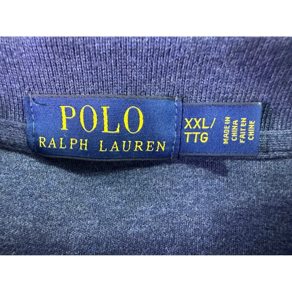 Polo Ralph Lauren Men's‎ Blue Long Sleeve Polo Shirt 2XL Casual Red Pony Logo